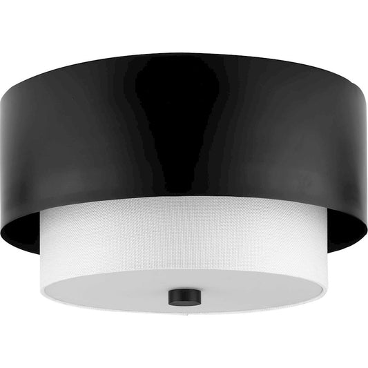 Progress Lighting Silva 2-Lt 14" Flush Mount, Black White Linen - P350249-31M