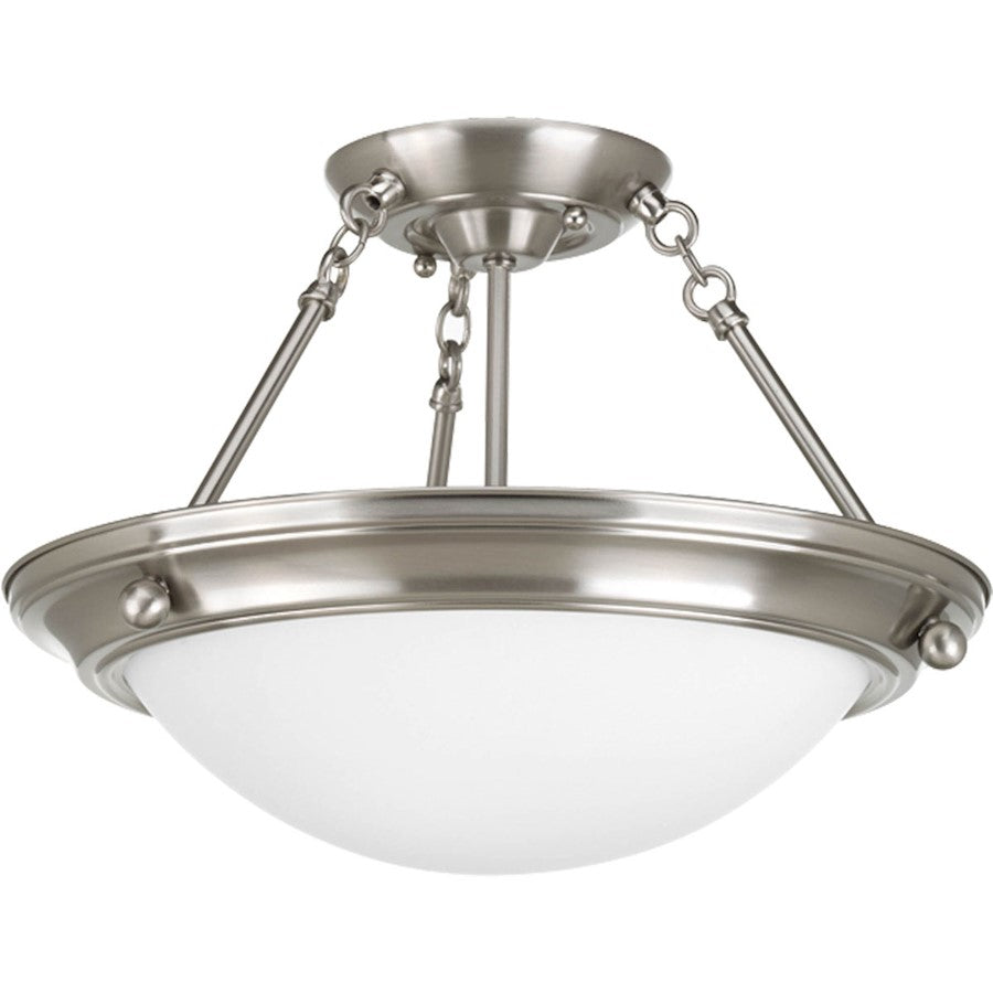 Progress Eclipse 2-Light Semi-Flush, Brushed Nickel/Satin White