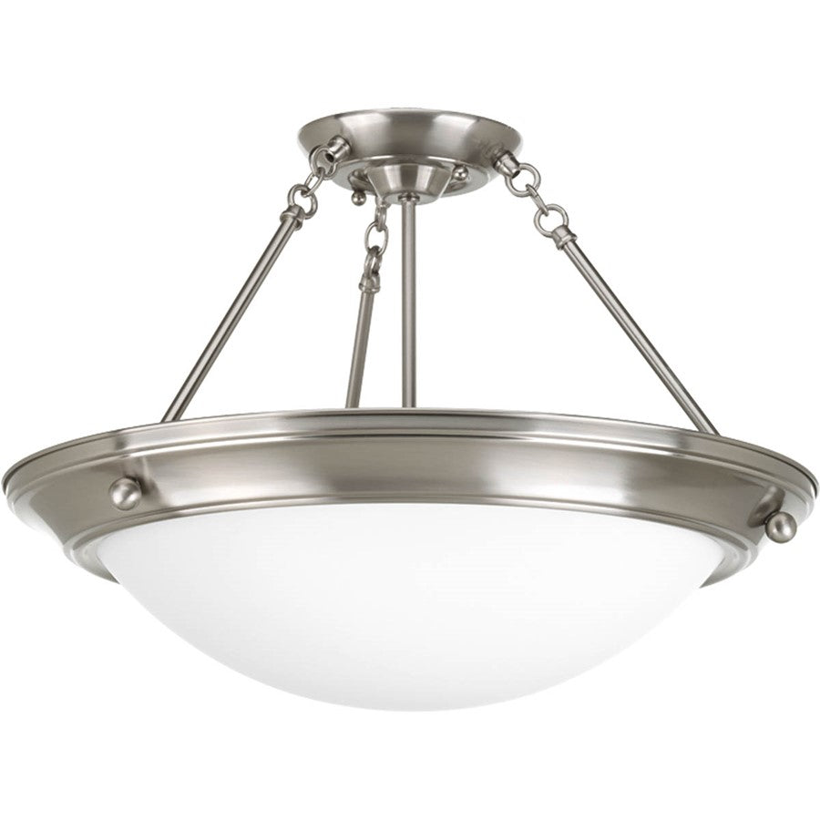 Progress Eclipse 2-Light Semi-Flush, Brushed Nickel/Satin White