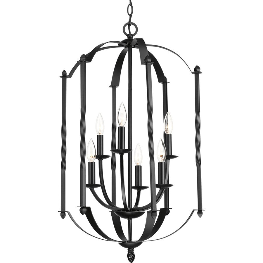 Progress Lighting Greyson 6-Light 2-Tier Foyer, Black