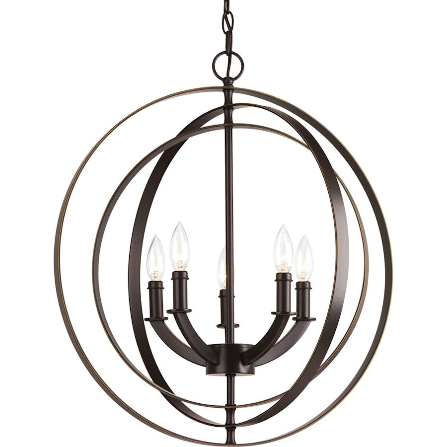 Progress Lighting Equinox 5 Light Chandelier, Burnished Silver