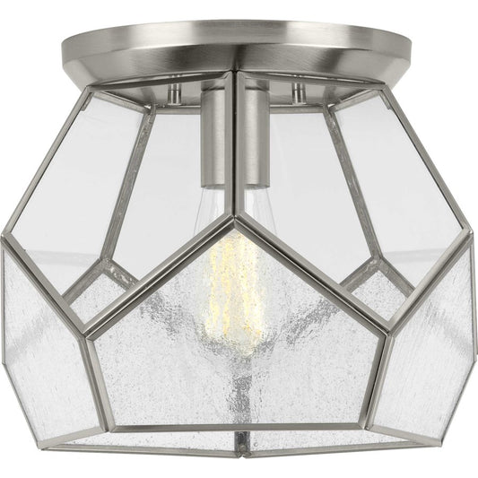 Progress Lighting Cinq Brushed Nickel 1-Light 12" Flush Mount, Clear - P3868-09