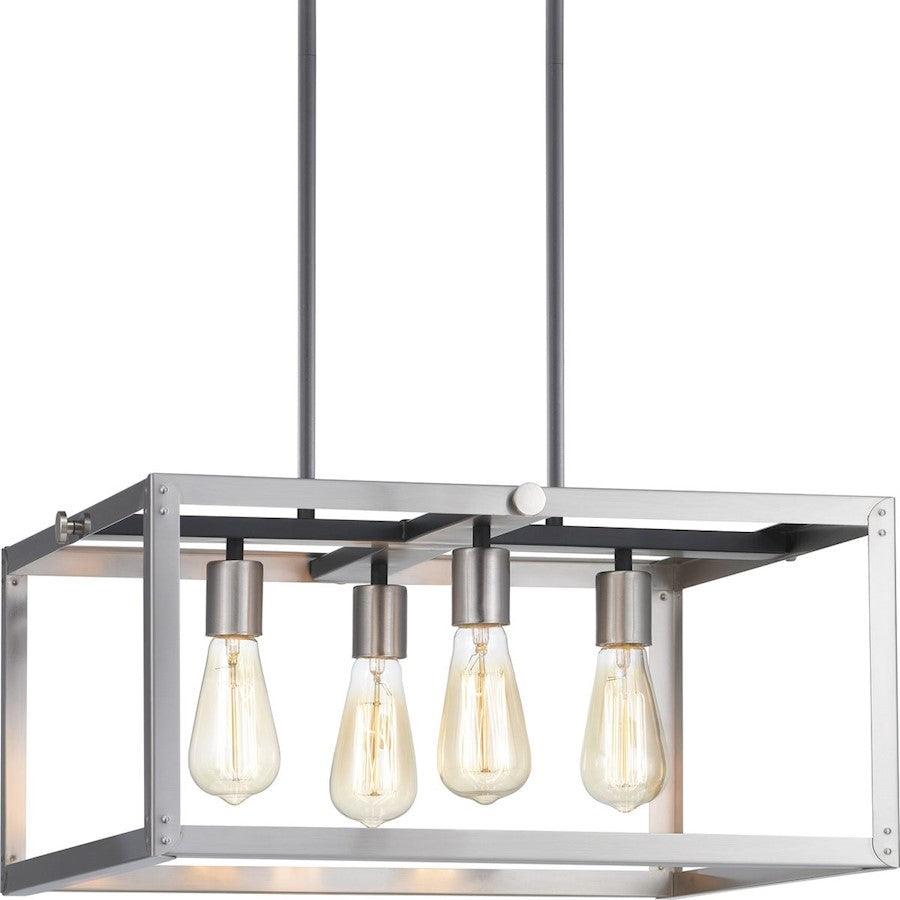 4-Light Chandelier, Stainless Steel