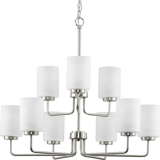 Progress Lighting Merry 9 Light Chandelier, Brushed Nickel/Etched - P400276-009