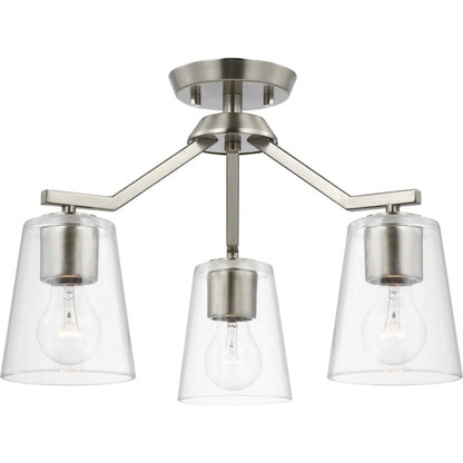 Progress Lighting Vertex 3-Lt Convertible Chandelier, Nickel/Clear - P400340-009