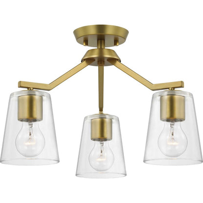 Progress Lighting Vertex 3-Lt Convertible Chandelier, Gold/Clear - P400340-191