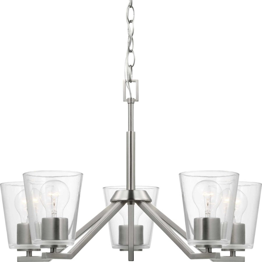 Progress Lighting Vertex 5-Light Chandelier, Nickel/Clear Glass - P400341-009