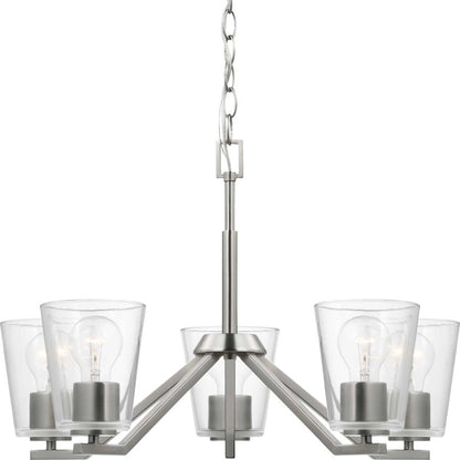 Progress Lighting Vertex 5-Light Chandelier, Nickel/Clear Glass - P400341-009