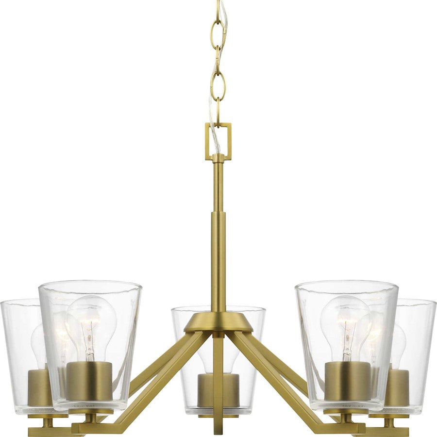 Progress Lighting Vertex 5-Light Chandelier, Gold/Clear Glass - P400341-191