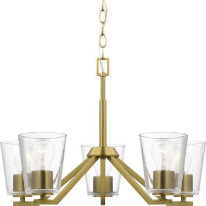 Progress Lighting Vertex 5-Light Chandelier, Gold/Clear Glass - P400341-191