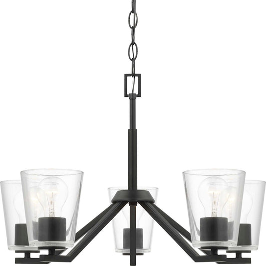 Progress Lighting Vertex 5-Light Chandelier, Black/Clear Glass - P400341-31M