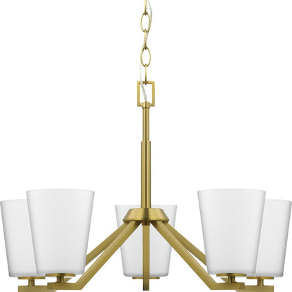 Progress Lighting Vertex 5-Light Chandelier, Gold/Etched White - P400343-191