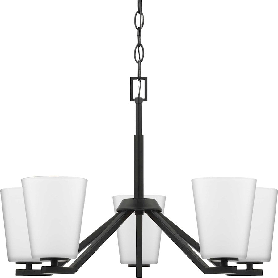 Progress Lighting Vertex 5-Light Chandelier, Black/Etched White - P400343-31M