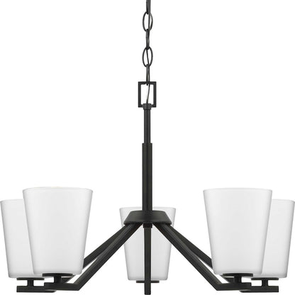 Progress Lighting Vertex 5-Light Chandelier, Black/Etched White - P400343-31M