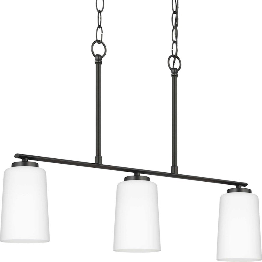 Progress Lighting Adley 3-Lt Linear Chandelier, Black/Etched White - P400348-31M