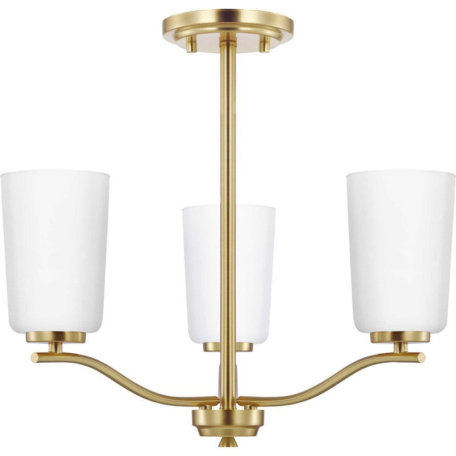 Progress Lighting Adley 3-Lt Semi-Flush/Conv Chandelier, Brass/EWH - P400349-012