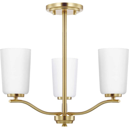 Progress Lighting Adley 3-Lt Semi-Flush/Conv Chandelier, Brass/EWH - P400349-012