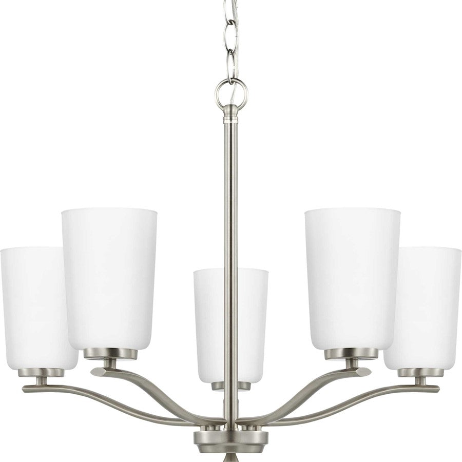 Progress Lighting Adley 5-Lt Chandelier, Nickel/Etched White Opal - P400350-009