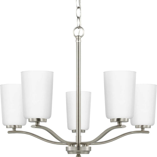 Progress Lighting Adley 5-Lt Chandelier, Nickel/Etched White Opal - P400350-009