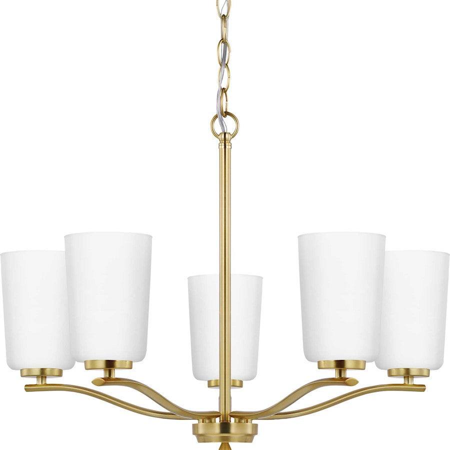 Progress Lighting Adley 5-Lt Chandelier, Brass/Etched White - P400350-012