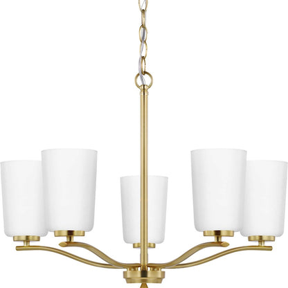 Progress Lighting Adley 5-Lt Chandelier, Brass/Etched White - P400350-012