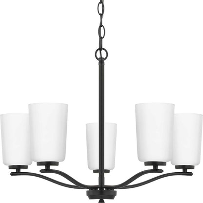 Progress Lighting Adley 5-Light Chandelier, Black/Etched White - P400350-31M