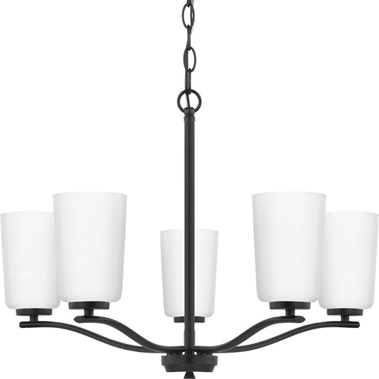 Progress Lighting Adley 5-Light Chandelier, Black/Etched White - P400350-31M