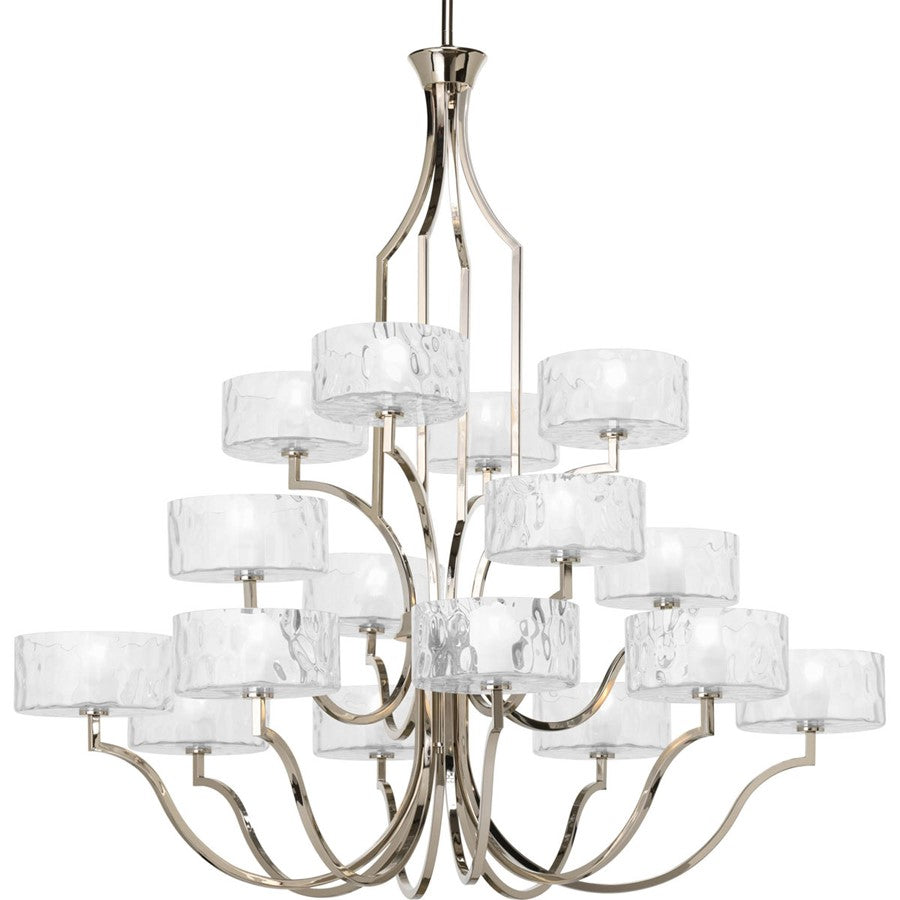 16 Light Chandelier, Polished Nickel