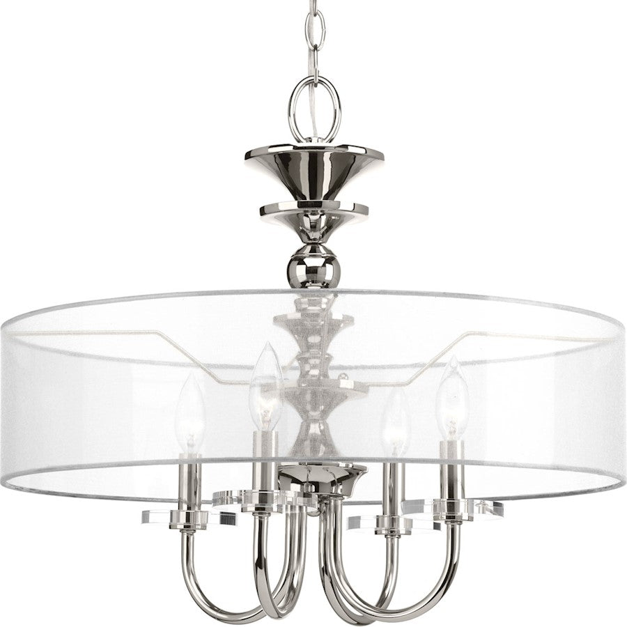 4 Light Pendant, Polished Nickel