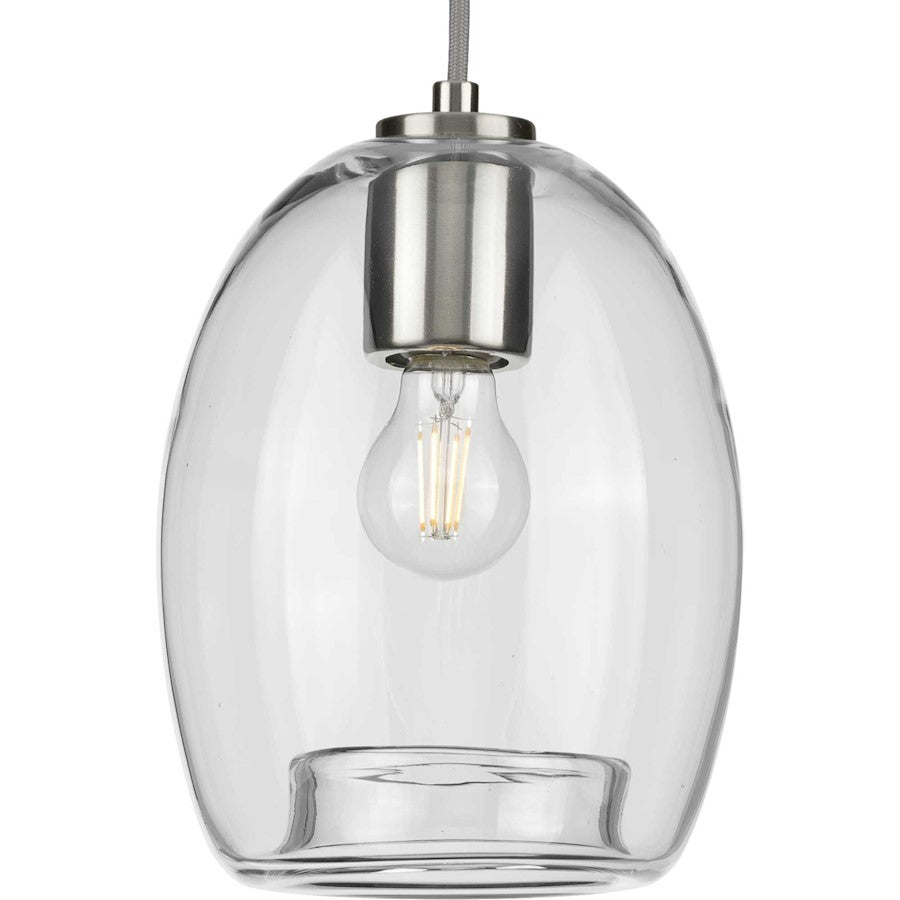 Progress Lighting Caisson Nickel 1-Light Mini-Pendant, Clear - P500159-009