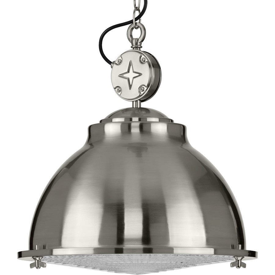 Progress Lighting Medal Nickel 1-Light Pendant, Clear Patterned - P500212-009