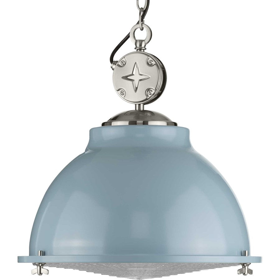 Progress Lighting Medal Coastal Blue Pendant, Clear Patterned - P500212-164