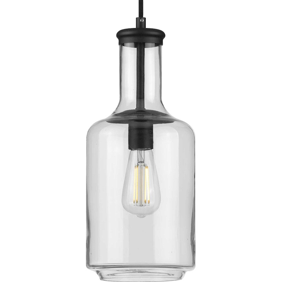 Progress Lighting Latrobe Black Large 1-Light Pendant, Clear Glass - P500229-031