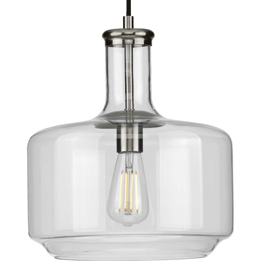 Progress Lighting Latrobe Small Nickel 1-Light Pendant, Clear - P500231-009