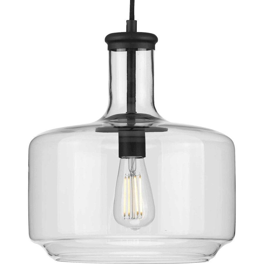 Progress Lighting Latrobe Black Small 1-Light Pendant, Clear Glass - P500231-031