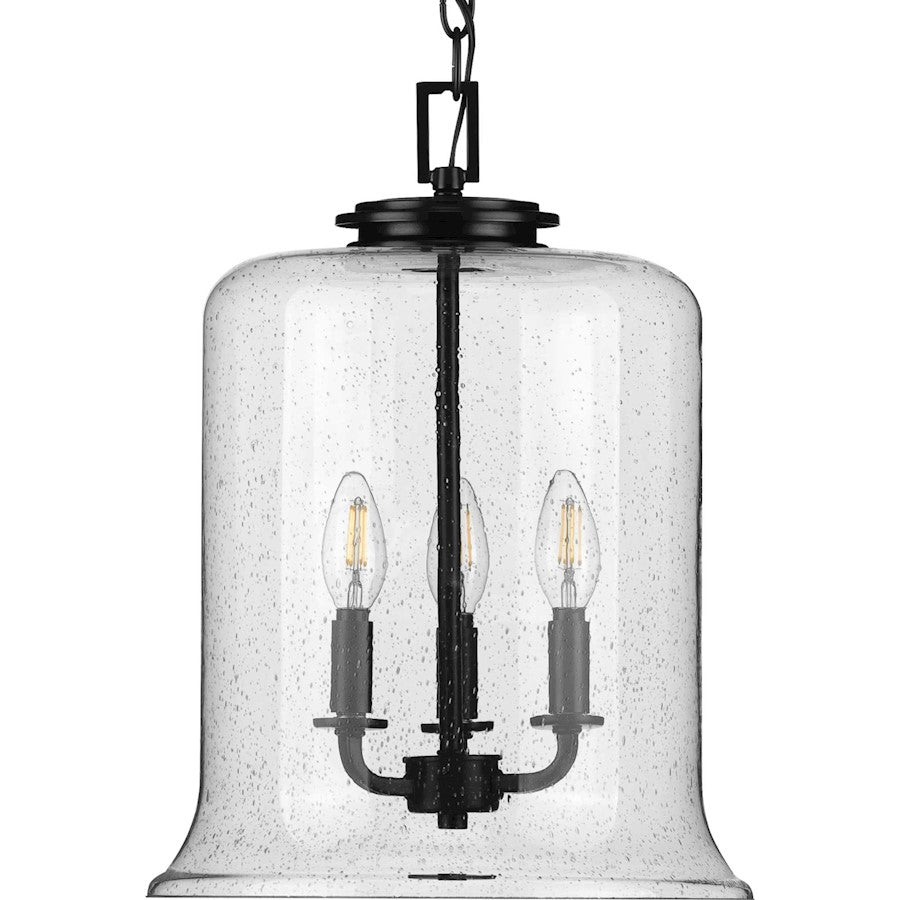 Progress Lighting Winslett Black 3-Light Pendant, Seeded Glass - P500239-031