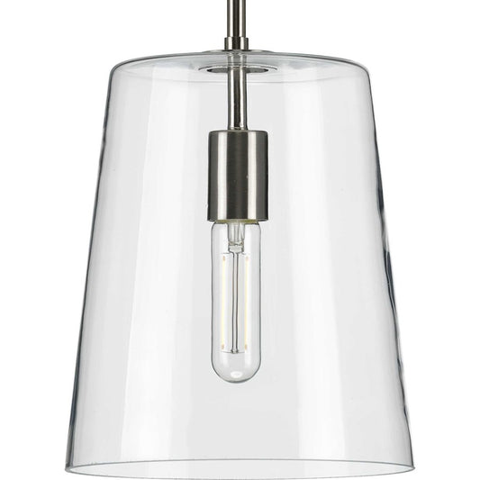 Progress Lighting Clarion Nickel 1-Light Small Pendant, Clear - P500241-009