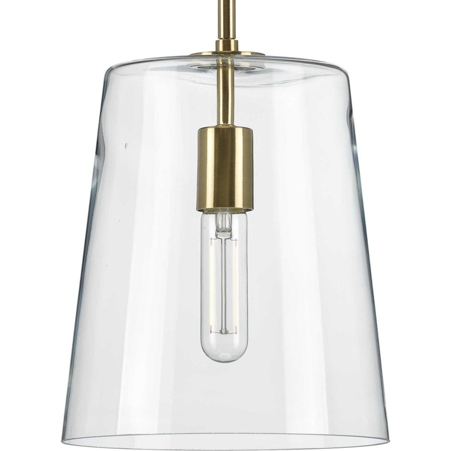 Progress Lighting Clarion Satin Brass 1-Light Small Pendant, Clear - P500241-012