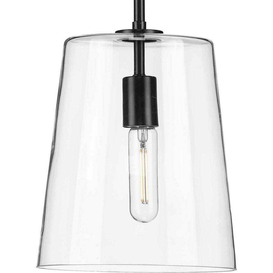 Progress Lighting Clarion Black 1-Light Small Pendant, Clear Glass - P500241-031