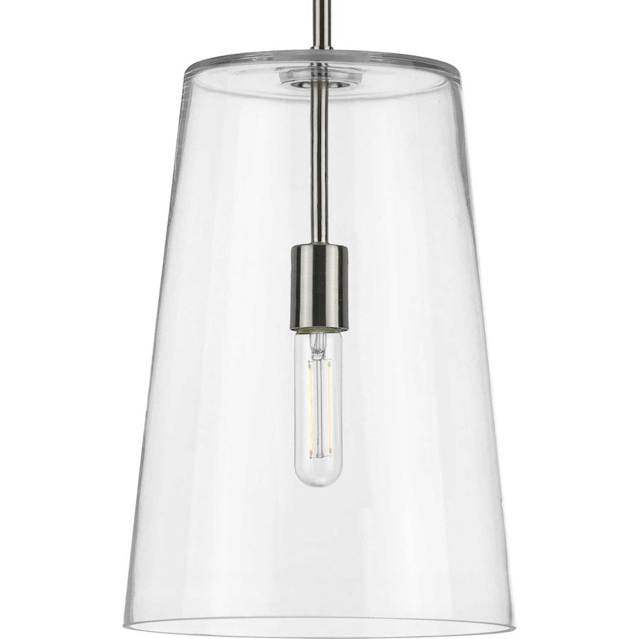 Progress Lighting Clarion Nickel 1-Light Medium Pendant, Clear - P500242-009