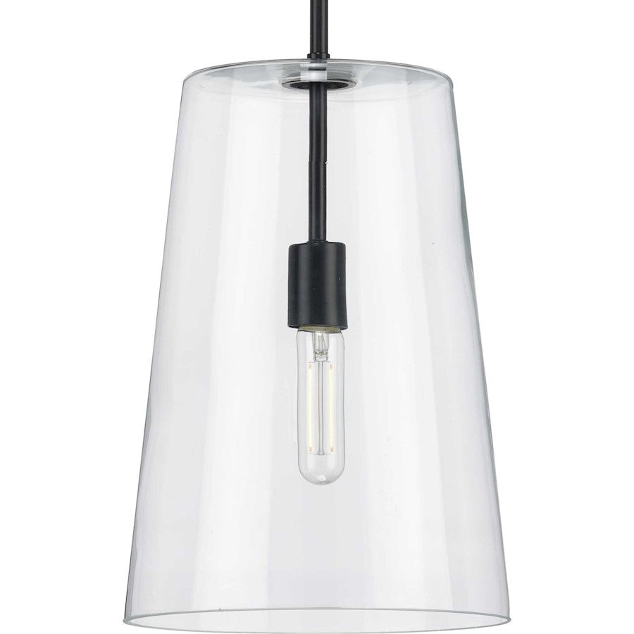 Progress Lighting Clarion Black 1-Light Medium Pendant, Clear - P500242-031