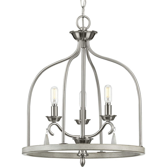 Progress Lighting Vinings 3 Lt 15" Coastal Foyer Pendant, Nickel - P500296-009