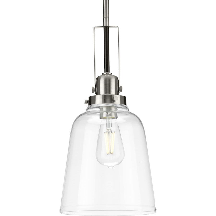 Progress Lighting Rushton 1 Light Industrial Pendant, Nickel/Clear - P500329-009