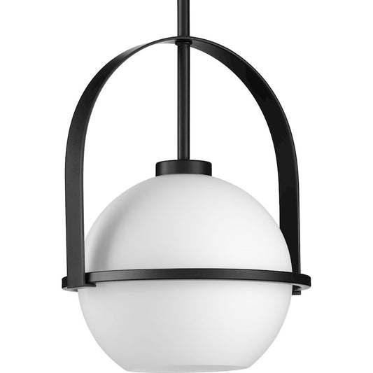 Progress Lighting Delayne 1 Light 12.37" Black/Etched Opal Pendant - P500358-31M