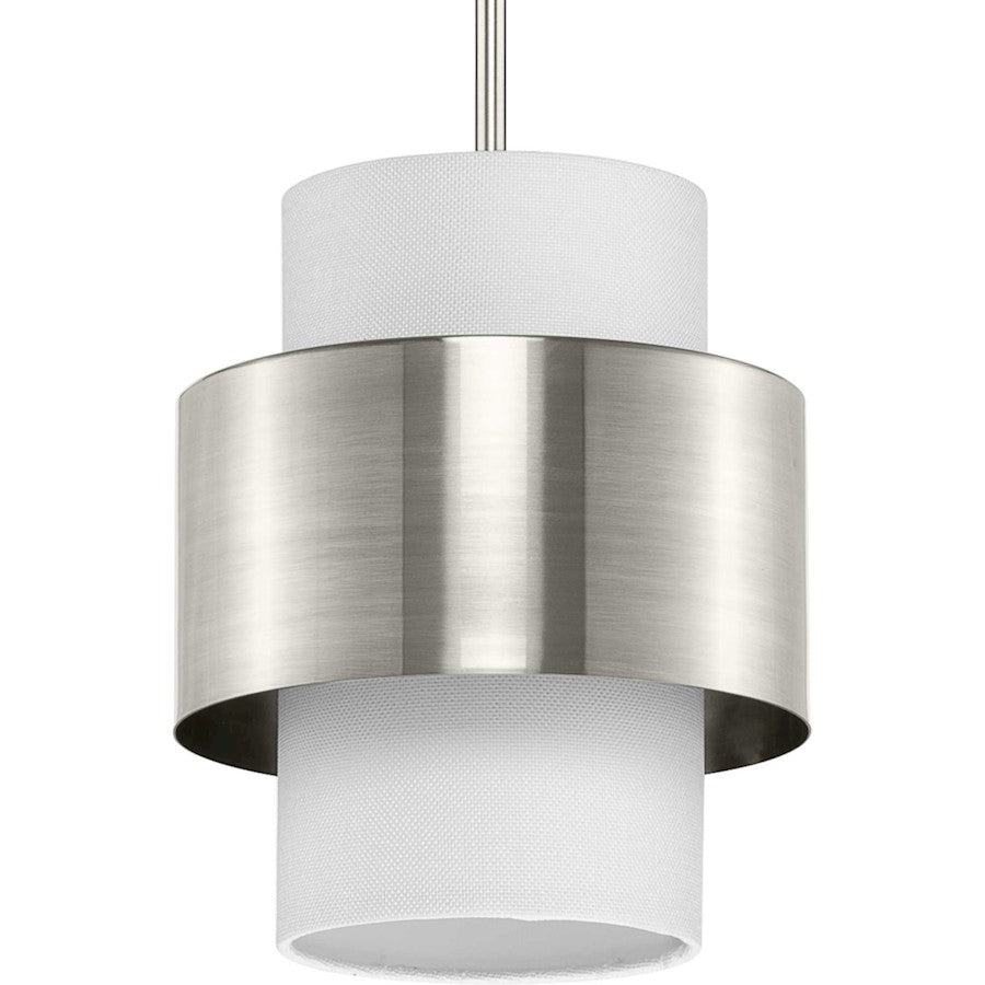 Progress Lighting Silva 1-Light Pendant, Nickel White Linen - P500398-009