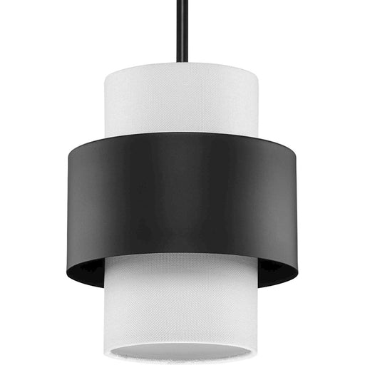 Progress Lighting Silva 1-Light Pendant, Black White Linen Shade - P500398-31M