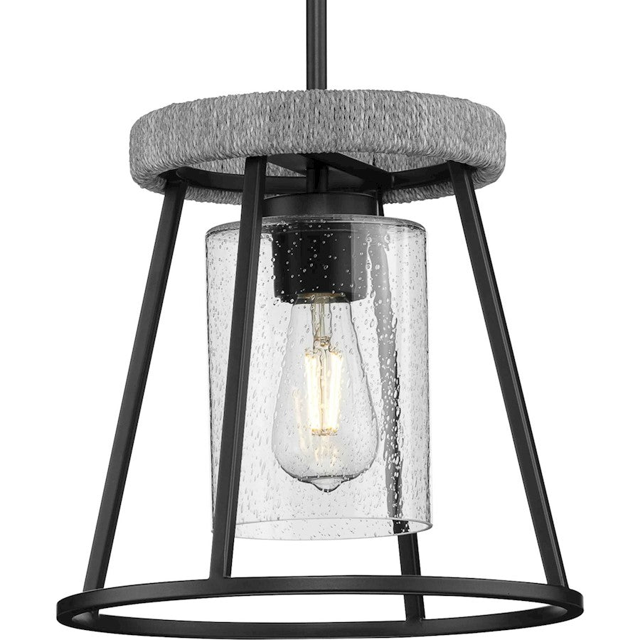 Progress Lighting Laramie 1-Light Pendant, Black Clear Seeded - P500413-31M