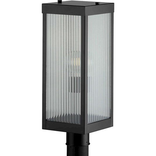 Progress Lighting Felton Black Outdoor Post Light, Clear Ribbed - P540024-031