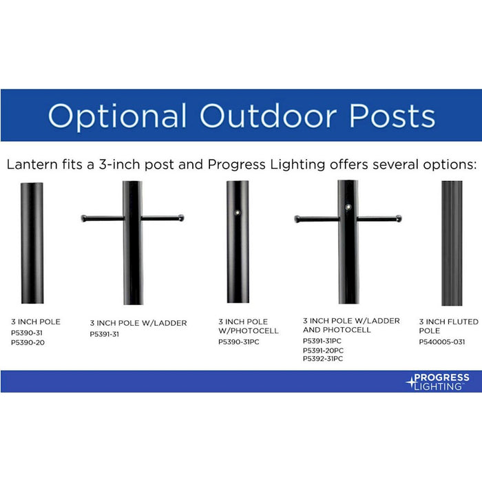 Progress Lighting Parrish 1-Light Outdoor Post Light, Black Clear/Etched