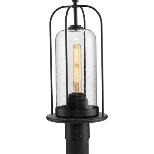 Progress Lighting Watch Hill 1 Lt Post Lantern, Black/Clear Seeded - P540292-031